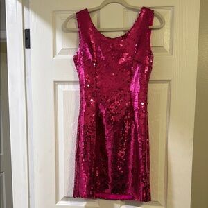 Pink Sequin Sleeveless Dress